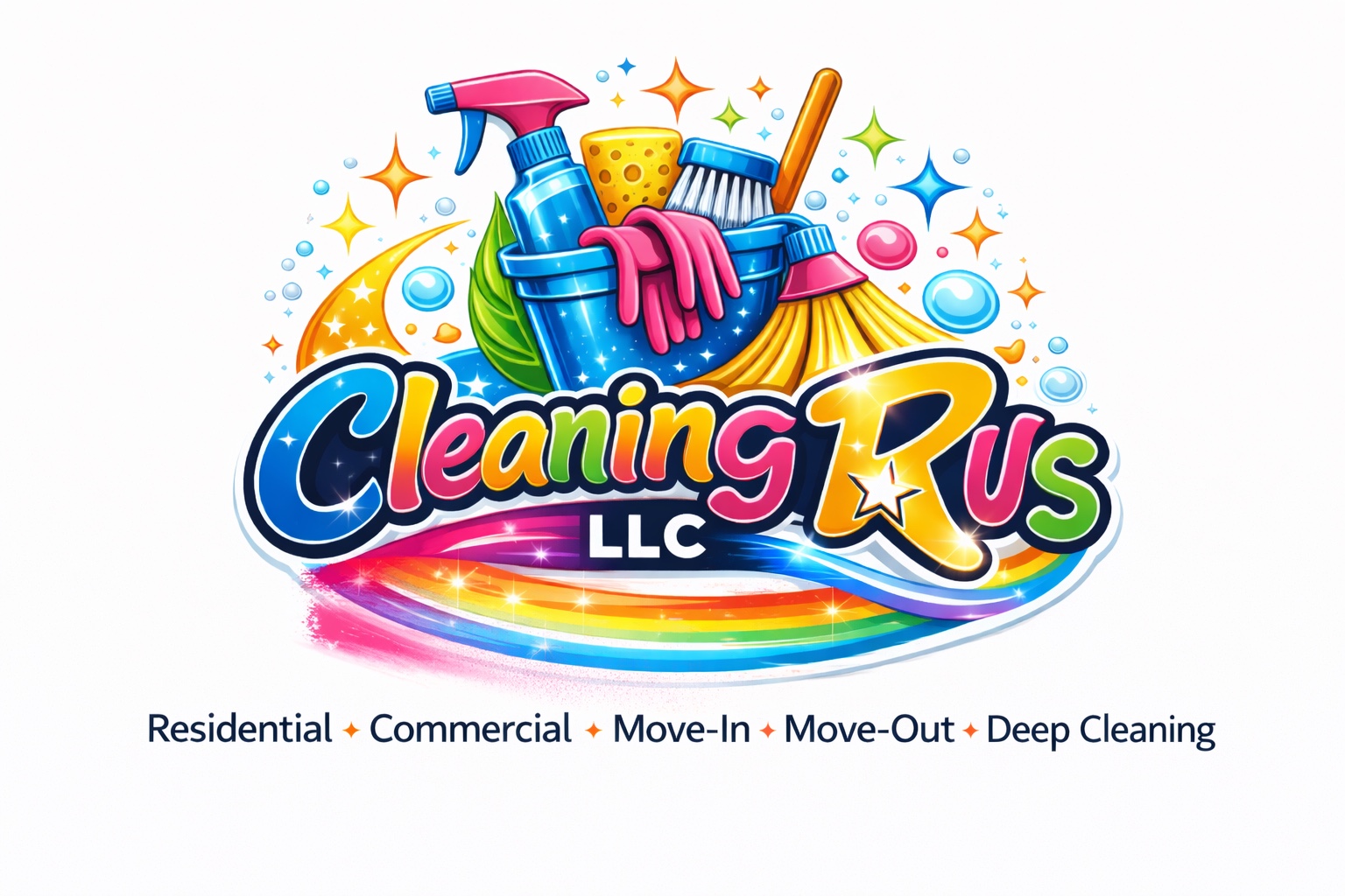 Cleaning R Us LLC original colorful logo